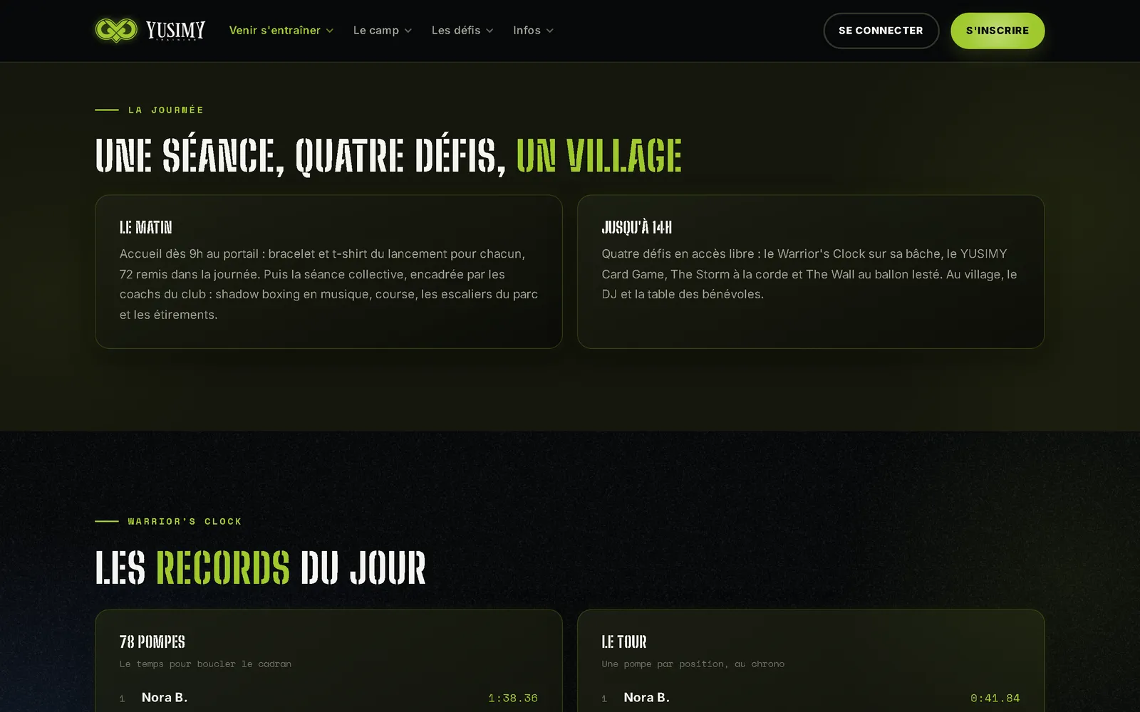 Page de l'Opening Day de Yusimy : la journée et les records du jour